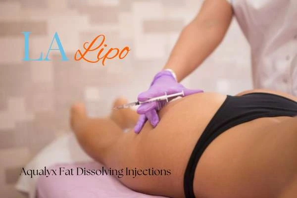 Woman having fat dissolving injections Birchfield on thighs
