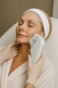 Woman receiving HIFU non surgical facelift treatment Birchfield