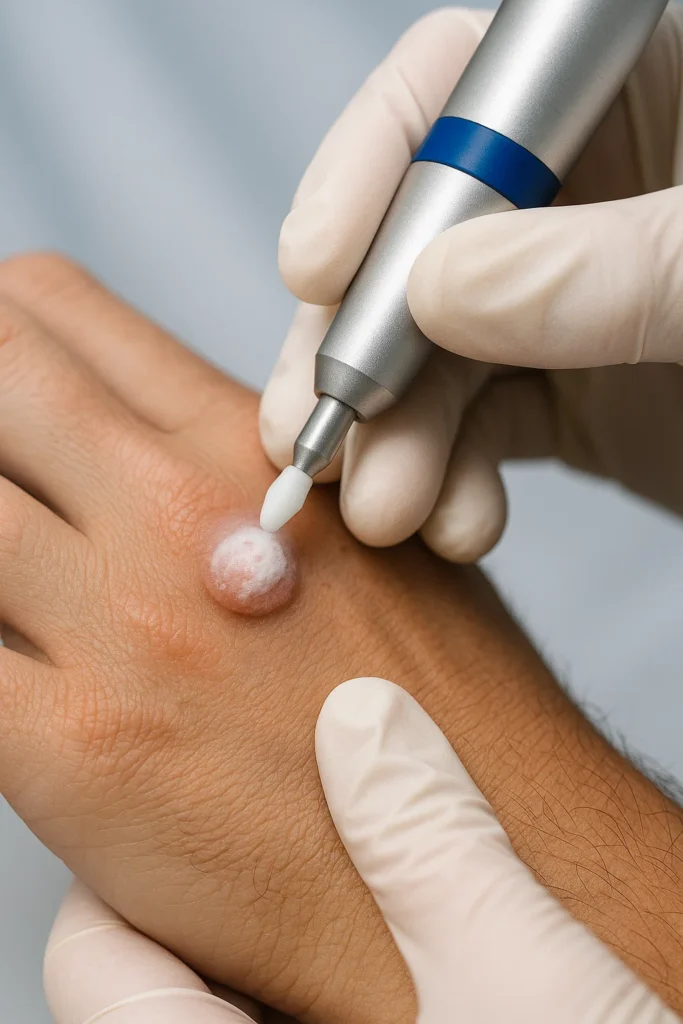 example of wart removal Birchfield using cryopen